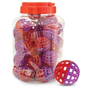 Triol 3825/3856 набор игрушек Мяч-погремушка для кошек (1 шт) (4 см., Красный/фиолетовый)