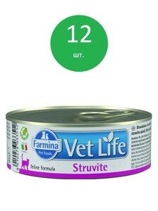 Vet Life Cat Struvite консервы для кошек для растворения струвитных уролитов (Курица, 85 г. упаковка 12 шт)