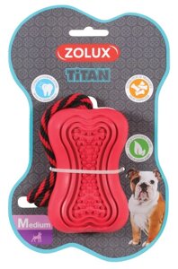 Zolux Titan игрушка кость-кормушка с веревкой (10 см., Красная)
