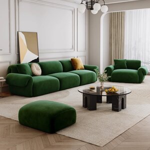 Дизайнерский диван в итальянском стиле темно-зеленого цвета, шелковая замшевая ткань