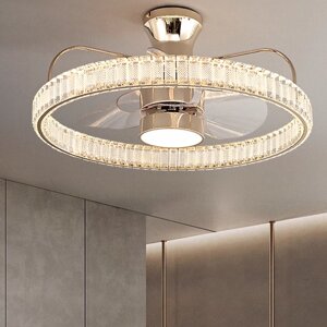Круглая хрустальная люстра-вентилятор в постмодернистском стиле light luxury
