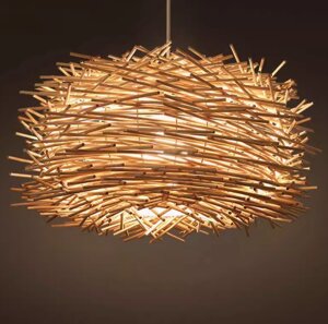 Подвесной светильник из ротанга из бамбука in the form of a bird's nest