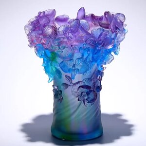 Старинная французская глазурованная ваза с бабочками и орхидеями/ модель GJLLGJC3213