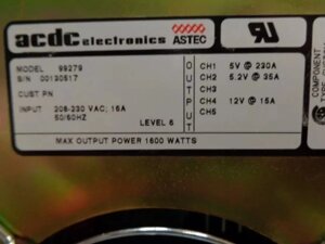 Блок питания ASTEC ACDC 72-140-429 99279 220 В 1600 Вт