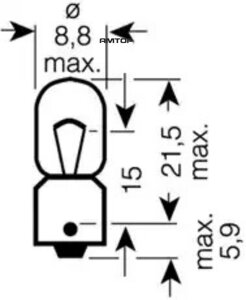 Лампа накаливания автомобильная Goodyear T4W 12V 4W BA9s (блистер: к-т 2шт.)
