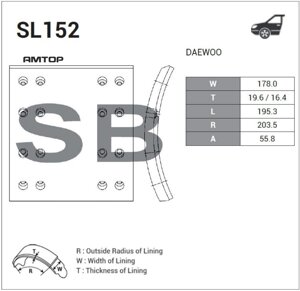 Накладка тормозная (daewoo ULTRA 24T) (F1) SL152