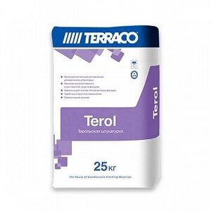 Декоративная штукатурка Terraco Terol белый Короед размером зерна до 2,5 мм 25 кг