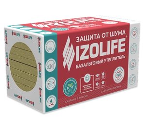 Плита теплоизоляционная IZOLIFE ВЕНТ СТАНДАРТ 80 кг/м3 100х1200х600 мм 3 шт 2,16 м2, 0,216 м3 (32 уп/пал)