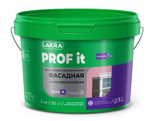Краска фасадная Лакра Prof IT База А 3 кг 144 шт/пал