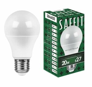 Лампа светодиодная LED 20Вт Е27 белый SAFFIT