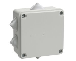 Коробка распаячная КМ41233 для о/п 100х100х50 мм IP44 (RAL7035, 6 гермов.) UKO11-100-100-050-К41-44