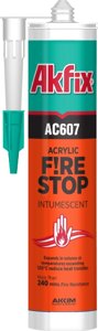Огнестойкий акриловый герметик Akfix AС607 (для каминов и печей) , 310 мл. Белый (24шт)