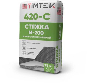 Стяжка М-200 армированная фиброй Timtek 420-C 10-200 мм тёплый пол 25 кг 54 шт/пал 01385