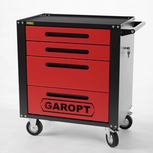 GTS4. red Тележка инструментальная Garopt 4 ящиков КРАСНАЯ, центральный замок, увеличенные колеса, доводчики, GAROPT
