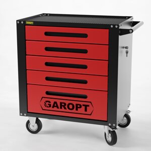 GTS5. red Тележка инструментальная Garopt 5 ящиков КРАСНАЯ, центральный замок, увеличенные колеса, доводчики, GAROPT