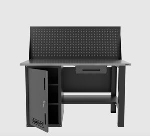 Верстак однотумбовыи с ящиком и экраном 1400*700 GAROPT серый, GT1400STDY1PP. grey