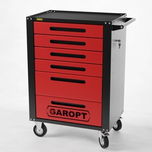 Тележка инструментальная Garopt 6 ящиков КРАСНАЯ, центральный замок, увеличенные колеса, доводчики, GAROPT Серия