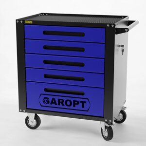 GTS5. blue Тележка инструментальная Garopt 5 ящиков СИНЯЯ, центральный замок, увеличенные колеса, доводчики, GAROPT