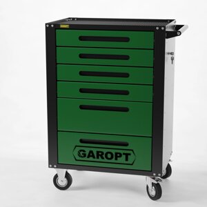 Тележка инструментальная Garopt 6 ящиков ЗЕЛЕНАЯ, центральный замок, увеличенные колеса, доводчики, GAROPT Серия