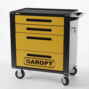 GTS4. yell Тележка инструментальная Garopt 4 ящиков ЖЕЛТАЯ, центральный замок, увеличенные колеса, доводчики, GAROPT