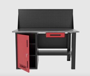 Верстак однотумбовыи с ящиком и экраном 1400*700 GAROPT красный, GT1400STDY1PP. red