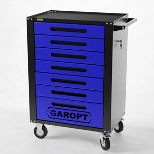 Тележка инструментальная Garopt 7 ящиков СИНЯЯ, центральный замок, увеличенные колеса, доводчики, GAROPT Серия