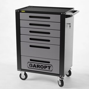 Тележка инструментальная Garopt 6 ящиков СЕРАЯ, центральный замок, увеличенные колеса, доводчики, GAROPT Серия "High",