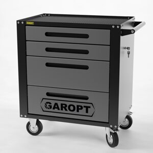 GTS4. grey Тележка инструментальная Garopt 4 ящиков СЕРАЯ, центральный замок, увеличенные колеса, доводчики, GAROPT