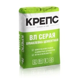 Крепс ВЛ Финишная цементная шпаклевка серая 20кг (56шт)