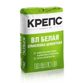 Крепс ВЛ Финишная цементная шпаклевка белая 20кг (56шт)