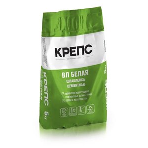 Крепс ВЛ Финишная цементная шпаклевка белая 5кг