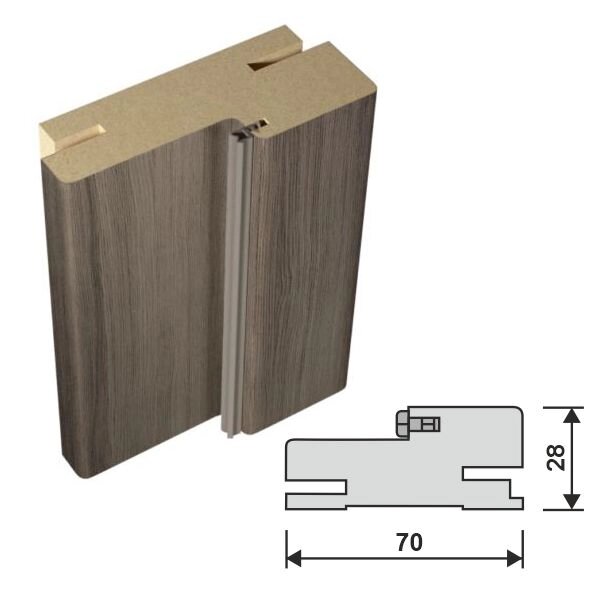 Короб с уплотнителем 2.9 (ДУБ СЕРЫЙ) телескоп от компании Двери Белорусии - фото 1