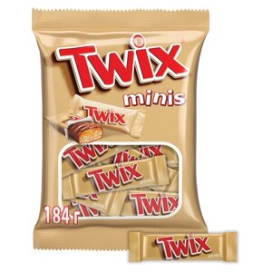 Батончики мини TWIX Minis печенье с карамелью в молочном шоколаде, 190 г