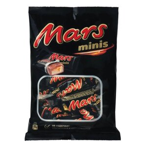 Батончики шоколадные мини MARS Minis с нугой и карамелью в молочном шоколаде, 182 г