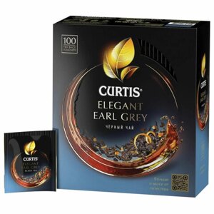 Чай CURTIS Elegant Earl Grey черный с бергамотом и цедрой цитрусовых, 100 пакетиков в конвертах по 1,7 г