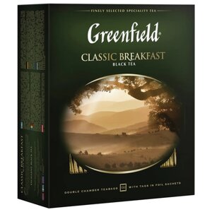 Чай GREENFIELD Classic Breakfast черный, 100 пакетиков в конвертах по 2 г