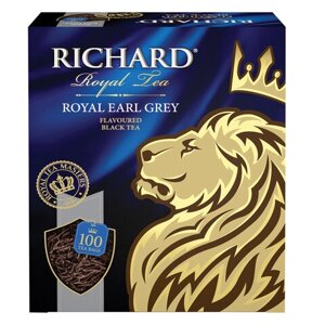 Чай RICHARD Royal Earl Grey черный цейлонский с бергамотом, 100 пакетиков по 2 г