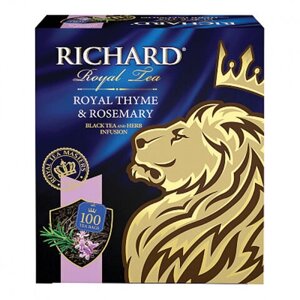 Чай RICHARD Royal Thyme черный с чабрецом и розмарином, 100 пакетиков по 2 г