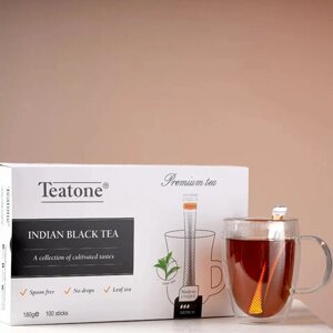 Чай TEATONE черный индийский, 100 стиков по 1,8 г