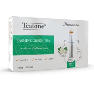Чай TEATONE зеленый с ароматом жасмина, 100 стиков по 1,8 г