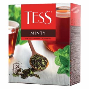 Чай TESS Minty черный с мятой, 100 пакетиков в конвертах по 1,5 г