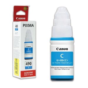 Чернила CANON (GI-490С) для СНПЧ Pixma G1400\G2400\G3400, голубые, ресурс 7000 стр., оригинальные