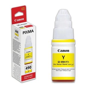 Чернила CANON (GI-490Y) для СНПЧ Pixma G1400\G2400\G3400, желтый, ресурс 7000 стр., оригинальные