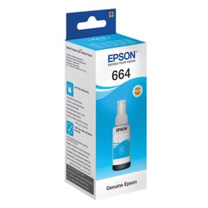 Чернила EPSON 664 (T6642) для снпч epson L100/L110/L200/L210/L300/L456/L550, голубые, оригинальные