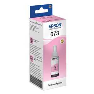 Чернила EPSON 673 (T6736) для снпч epson L800/L805/L810/L850/L1800, светло-пурпурные, оригинальные