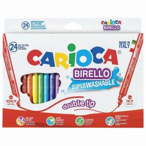 Фломастеры двухсторонние CARIOCA Birello, 24 цвета, суперсмываемые, 41521