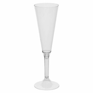 Фужер одноразовый 160 мл для шампанского пластиковый, прозрачная высокая ножка, Флюте