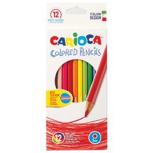 Карандаши цветные CARIOCA, 12 цветов, грифель 3 мм, шестигранные, заточенные, европодвес, 40380
