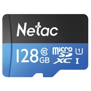 Карта памяти microsdxc 128 гб NETAC P500 standard, UHS-I U1, 90 мб/с (class 10), адаптер, NT02P500STN-128G-R