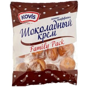 Кекс KOVIS мини-маффины с шоколадным кремом, 470 г, пакет